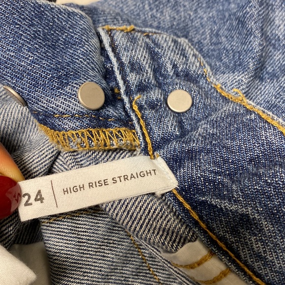 PACSUN Eco Medium Blue HighRise Straight Distressed Jeans - Picture 8 of 9